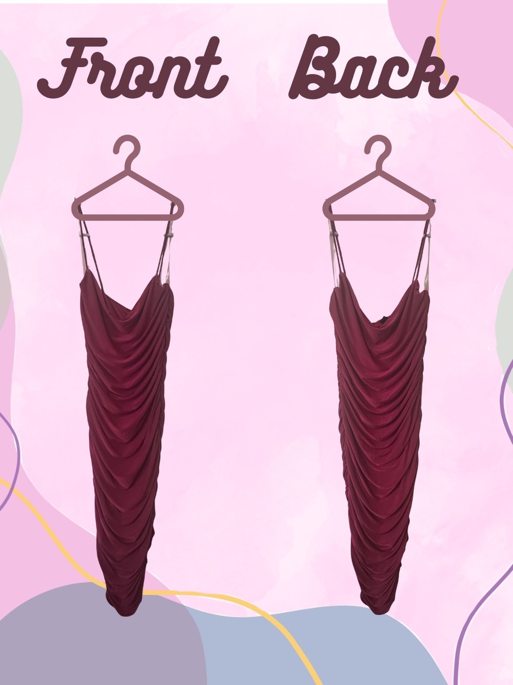 Elegant Draped Burgundy Slip Dress - Women